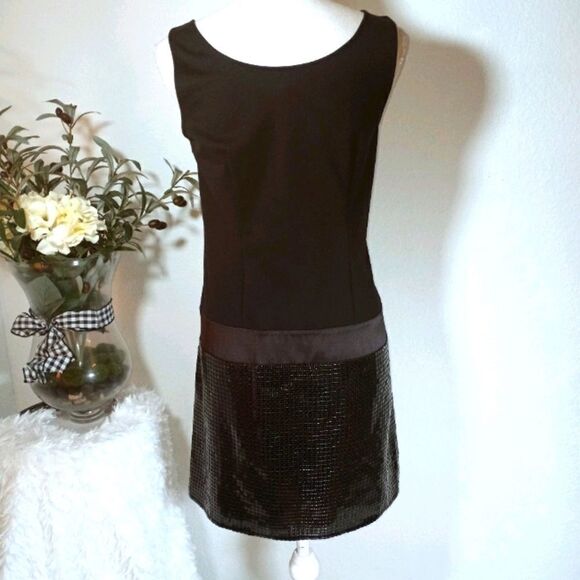 ANN TAYLOR LOFT BLACK SEQUIN DRESS SZ.4 EUC - Picture 6 of 7